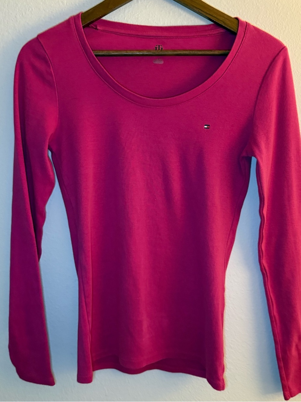 Tommy Hilfiger Women’s Long-Sleeve Crewneck Top - Hot Pink